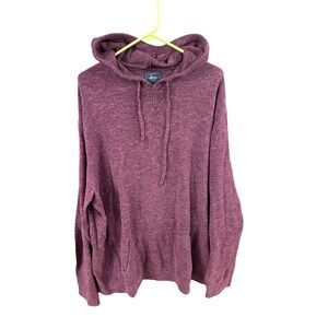 GH Bass & Co Mens Burgundy Heather Knit Pullover Hoodie Sweater XL Burgundy